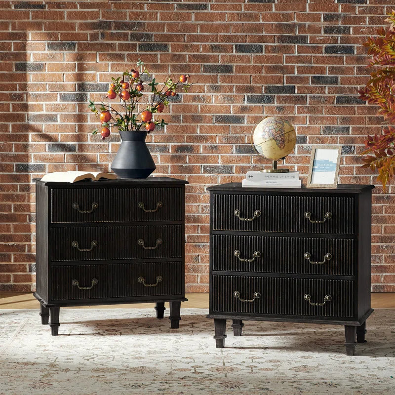Kaybri 28"W Solid Paulownia Wood 4-Drawer End Table with Charging Station and Simple Assembly