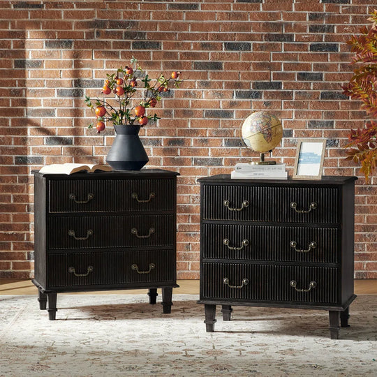 Kaybri 28"W Solid Paulownia Wood 4-Drawer End Table with Charging Station and Simple Assembly