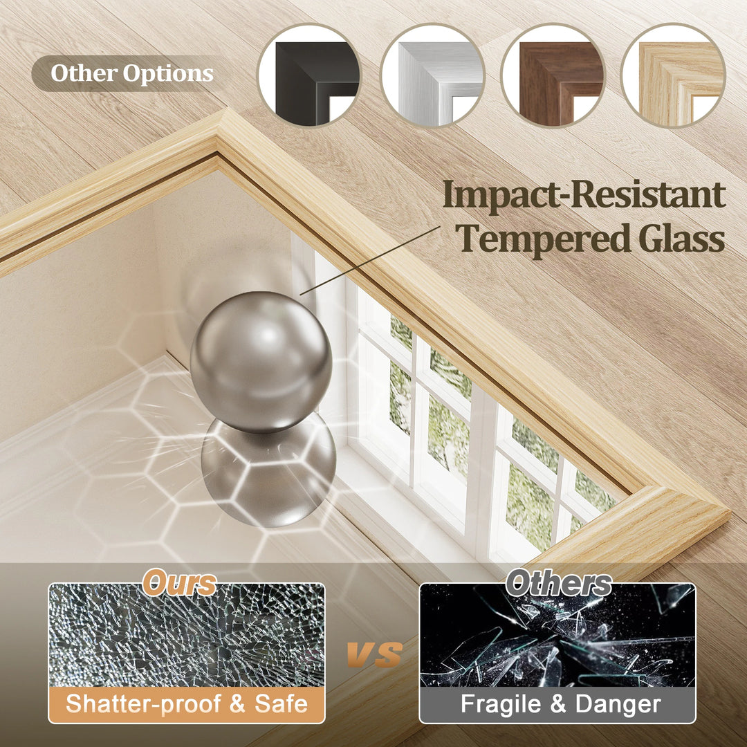 5-Year Warranty Full Size Farmhouse Beveled Metal Rectangle Wall Bathroom Vanity Mirrors