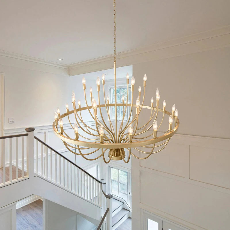 Modern Farmhouse Candle Chandelier Black Large Wagon Wheel Chandeliers