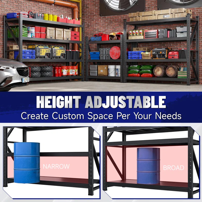 Heavy Duty 4-Tier Steel Shelves - Adjustable Storage Rack for Garage, Warehouse, Pantry & Toolsheds