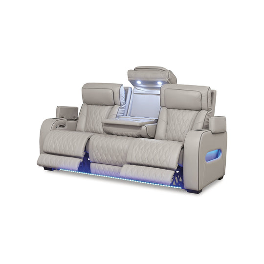 Boyington Gray Power Reclining Sofa - 86" W X 38.5" D X 44.5" H