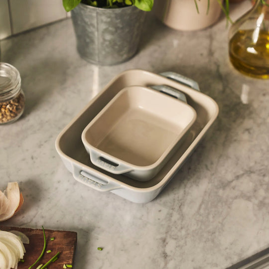Ceramic 2-Pc Rectangular Baking Dish Set Macaron Pastel