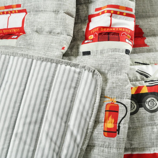 Fire Truck Reversible Print Throw Blanket