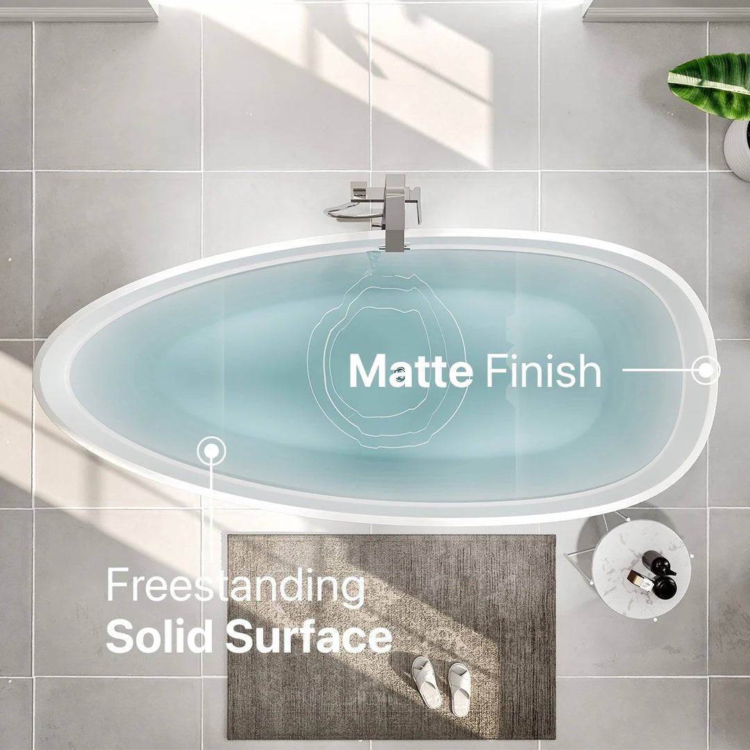 Viva 60" Matte GR/WH Oval Solid Surface Freestanding Bathtub