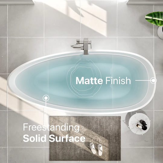 Viva 60" Matte GR/WH Oval Solid Surface Freestanding Bathtub
