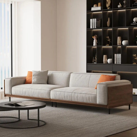 111.81 Inch Versatile Solid Wood Compressible Sponge Sofa for Modern Living 4 Seat