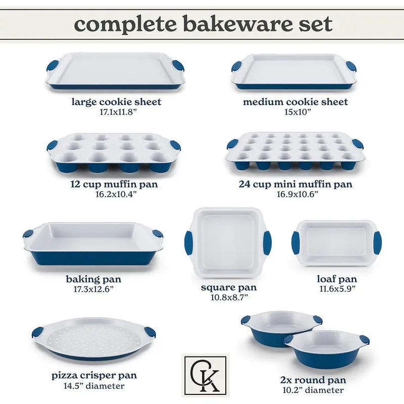 Nonstick Stackable Bakeware Set - Heavy Duty, Durable, Easy Release Baking Set, 10 Pcs
