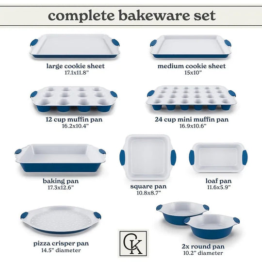 Nonstick Stackable Bakeware Set - Heavy Duty, Durable, Easy Release Baking Set, 10 Pcs