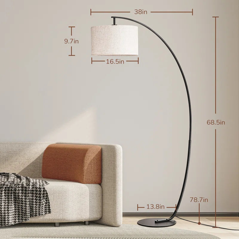 68.5" Arched Floor Lamp with Remote Control and Bulb Included