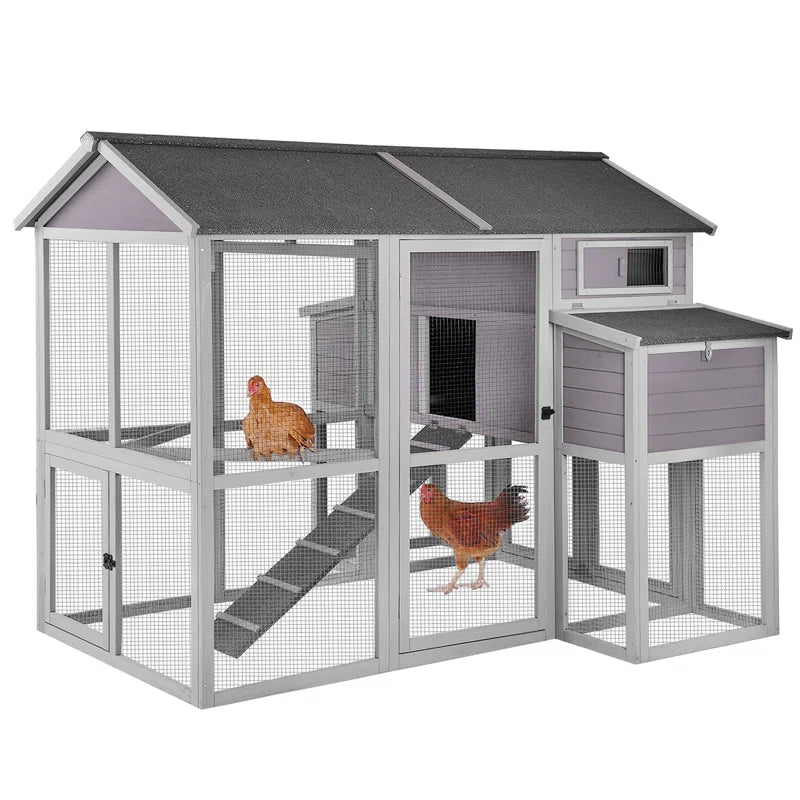 25.7 Square Feet Chicken Coop with Chicken Run for up to 10 Chickens
