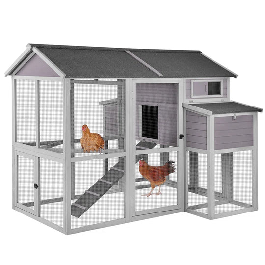 25.7 Square Feet Chicken Coop with Chicken Run for up to 10 Chickens
