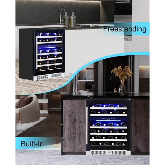 Luchar Wine Fridge 24 Inch, 46 Bottles Wine Fridge Cooler with Temperature Memory & Touchscreen Design