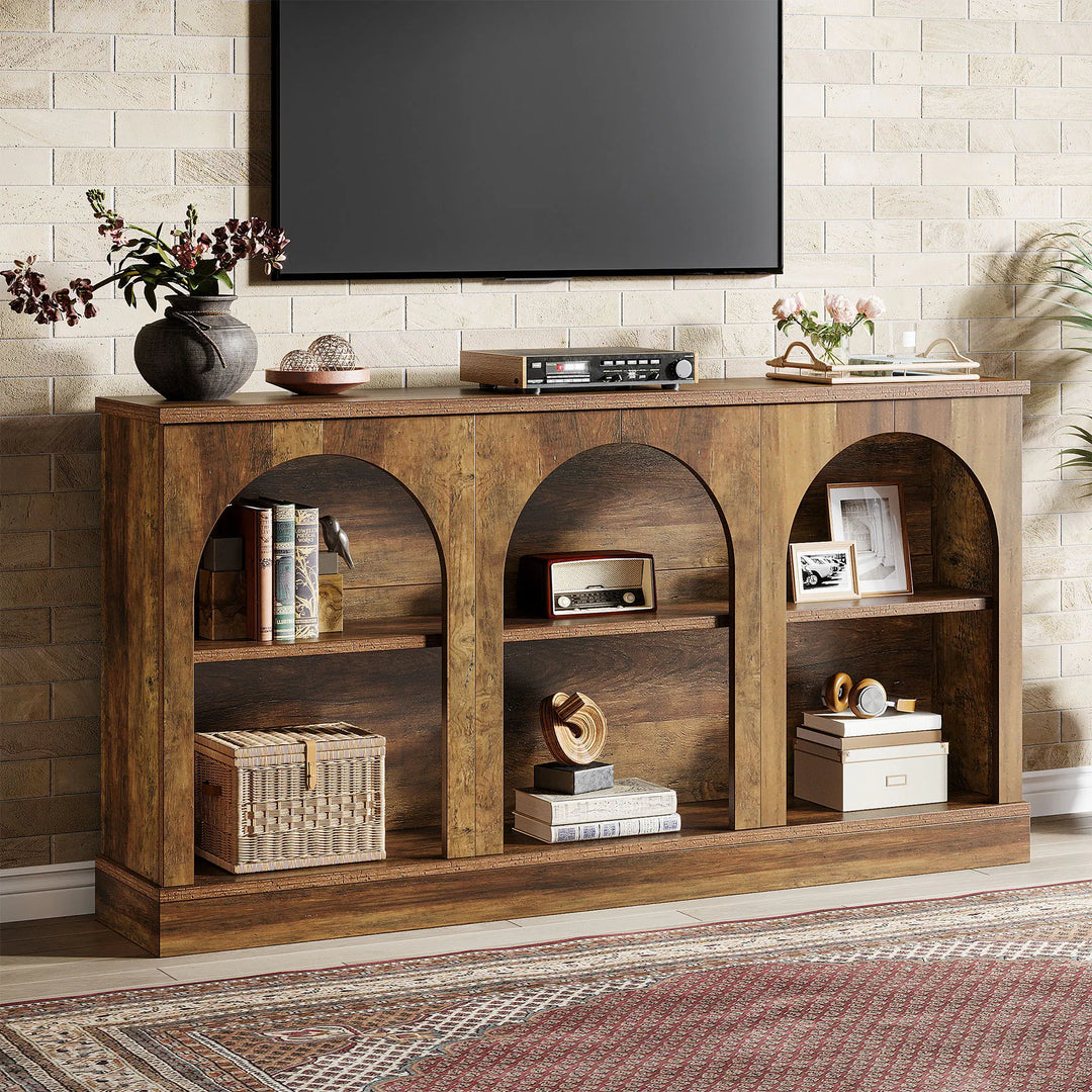Farmhouse TV Stand for Tvs up to 65 Inches, Farmhouse Entertainment Center with Storage