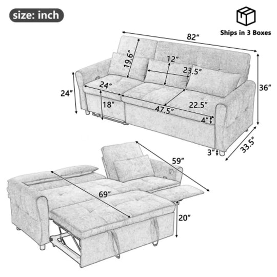 2-In-1 Sofa with Pull-Out Sleeper & Reversible Recliner by