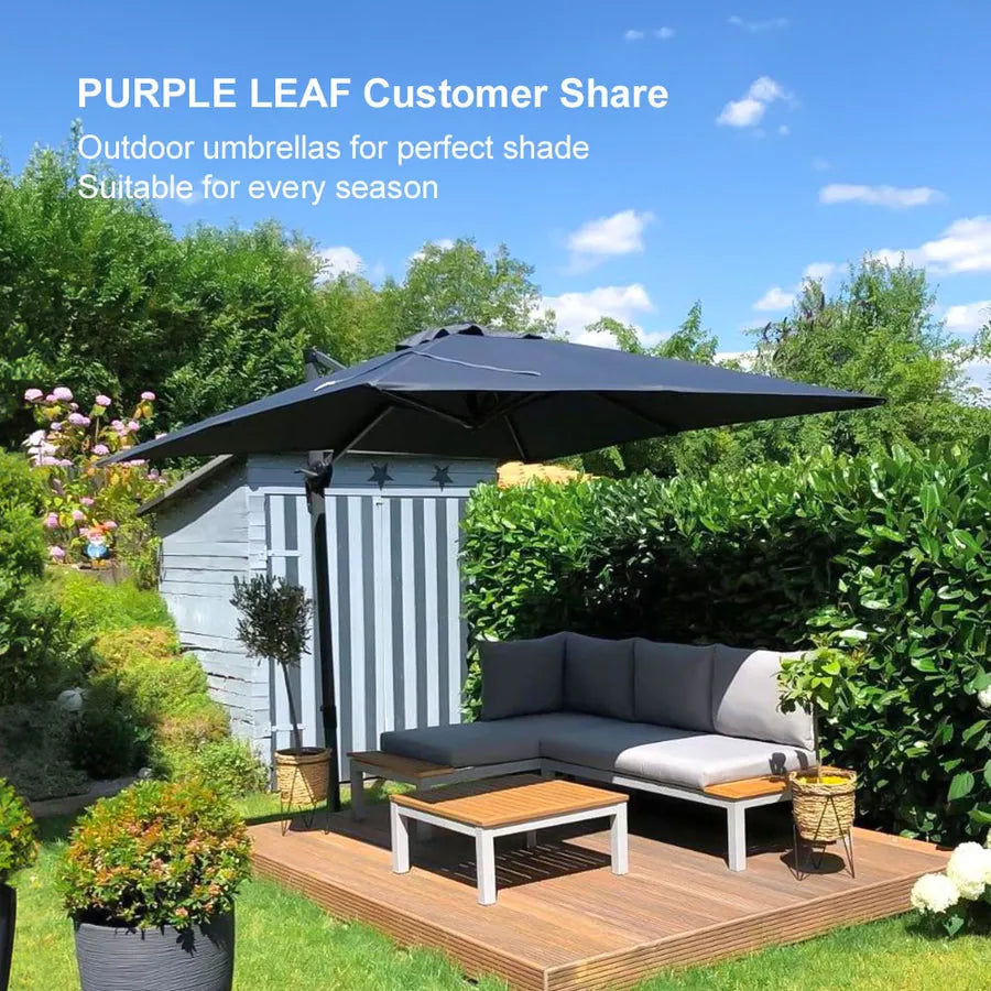 9 Ft Square 360 Degree Rotation Patio Cantilever Umbrella