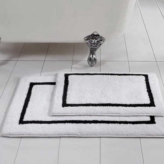 2-Pack Reversible Contrast Stripe Bath Mat Set