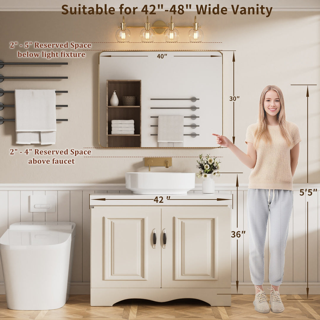 Modern Rounded Rectangle Metal Frame Wall Mirror