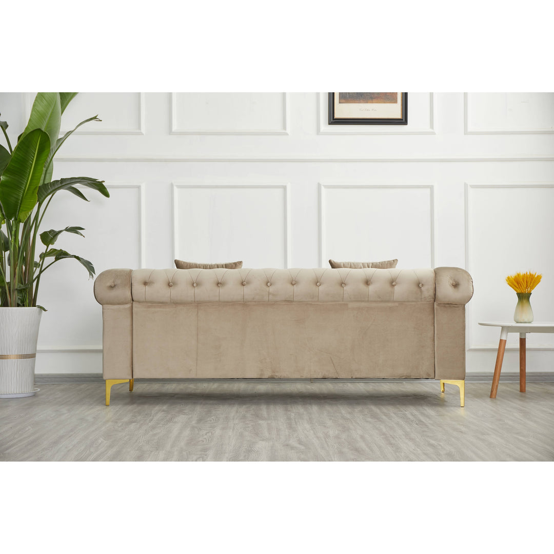 35"D X 85"W X 30.3"H Velvet Chesterfield Button-Tufted Sofa