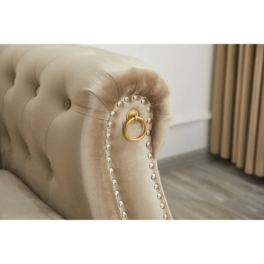 35"D X 85"W X 30.3"H Velvet Chesterfield Button-Tufted Sofa
