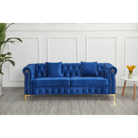 35"D X 85"W X 30.3"H Velvet Chesterfield Button-Tufted Sofa