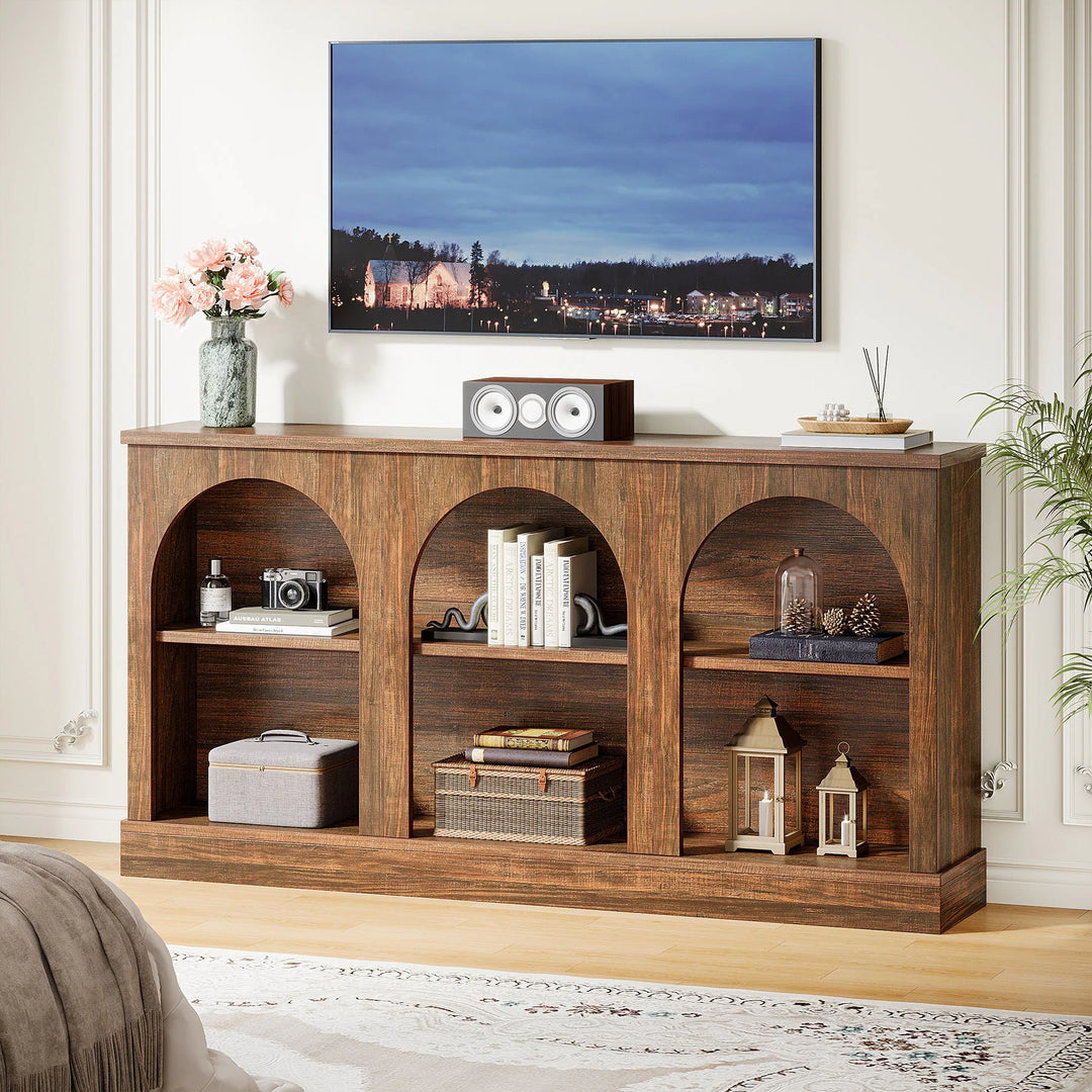 Farmhouse TV Stand for Tvs up to 65 Inches, Farmhouse Entertainment Center with Storage
