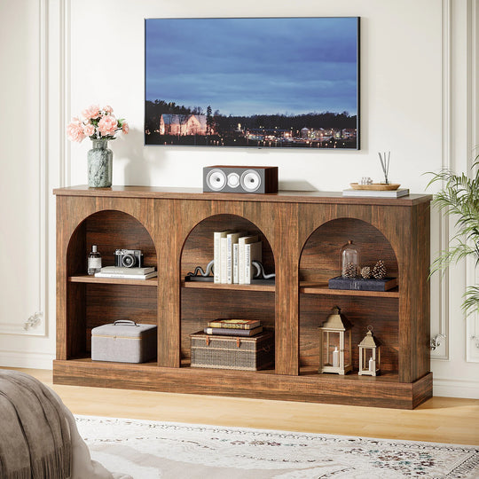 Farmhouse TV Stand for Tvs up to 65 Inches, Farmhouse Entertainment Center with Storage
