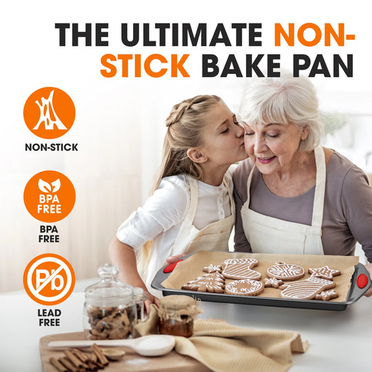 3-Piece Premium Nonstick Oven Baking Pan Set - Set of 3