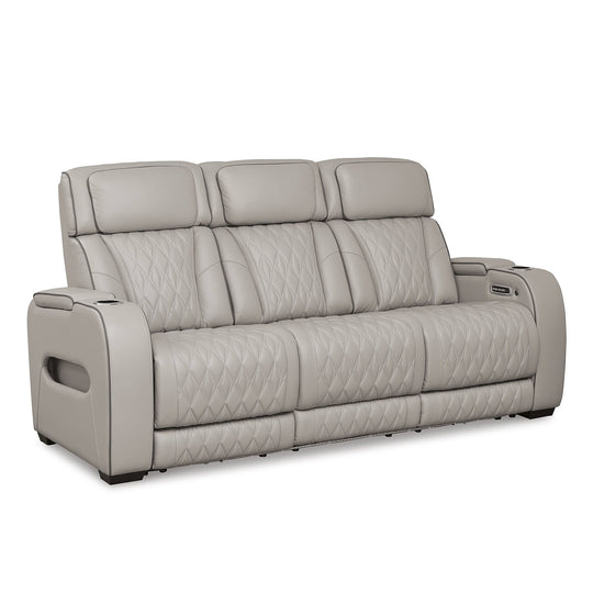 Boyington Gray Power Reclining Sofa - 86" W X 38.5" D X 44.5" H