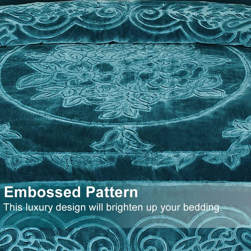 Embossed Floral Bed Blanket 85"X95" - 9Lbs