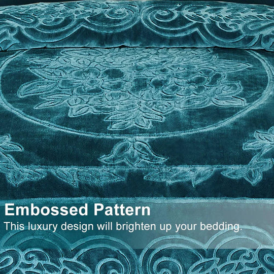 Embossed Floral Bed Blanket 85"X95" - 9Lbs