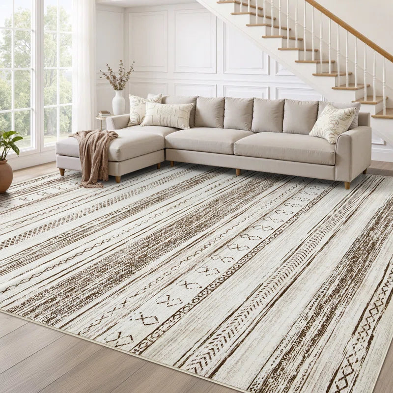 Anthonyville Area Rug Living Room Rugs: Washable Boho Large Neutral Farmhouse Soft Moroccan Stain Resistant Indoor Floor Carpet for Bedroom Nursery Kids Playroom Office Dining Room Home House Decor