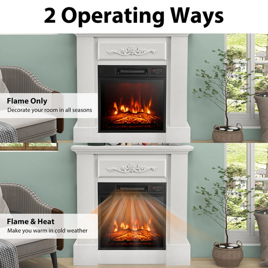 32" Electric Fireplace Mantel TV Stand Space Heater W/Remote - See Details