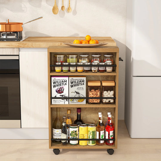 Slim Storage Cart, Rolling Narrow Kitchen Cart on Wheels