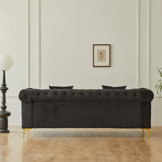 35"D X 85"W X 30.3"H Velvet Chesterfield Button-Tufted Sofa