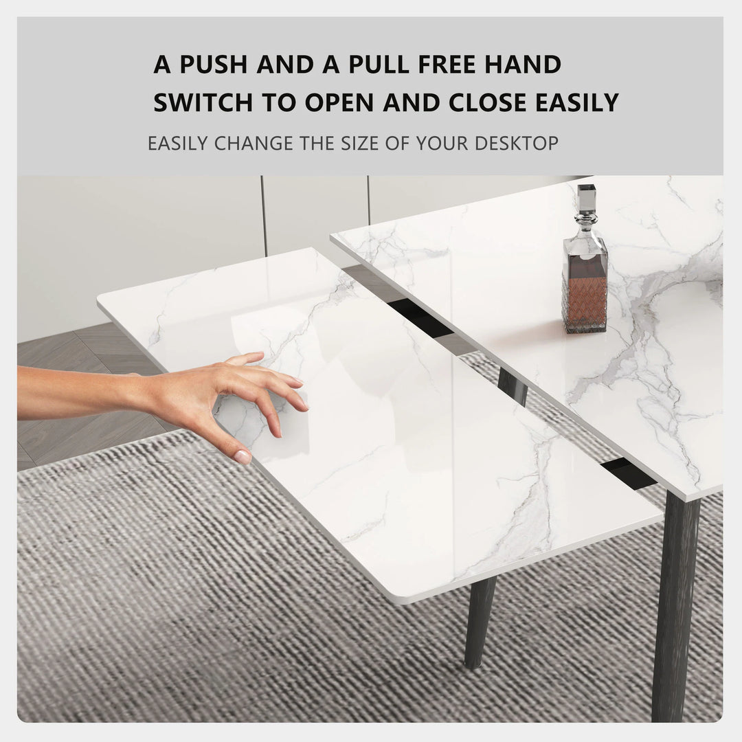 Glossy Slate 63"-95" Extendable Rectangle Dining Table - 94.4"W X 35.4"D X 29.5"H