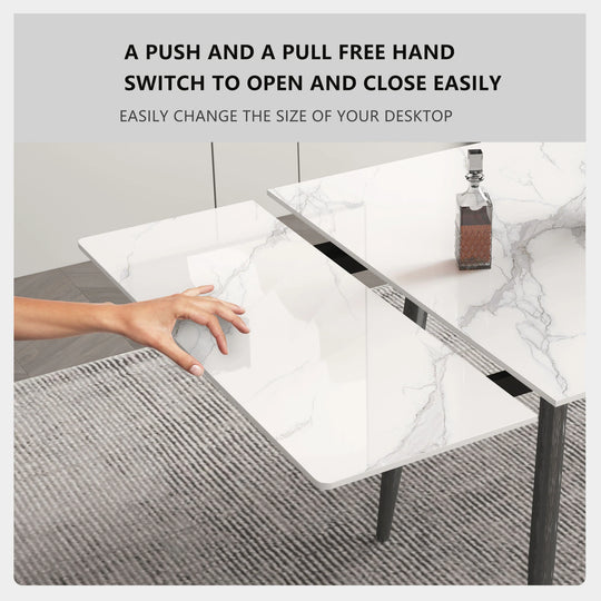 Glossy Slate 63"-95" Extendable Rectangle Dining Table - 94.4"W X 35.4"D X 29.5"H