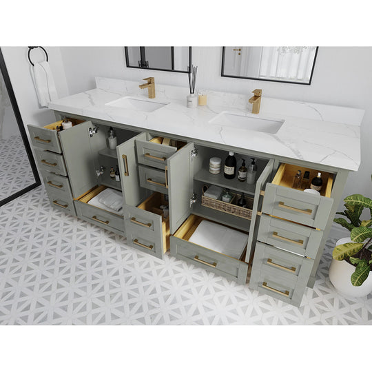 Willow Collection 84 in W X 22 in D X 36 in H Boston Double Bowl Sink Bathroom Vanity with Countertop