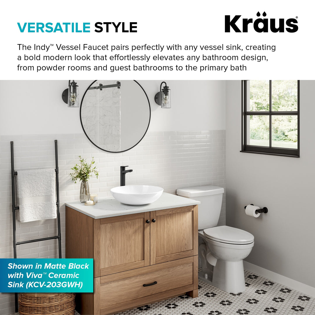 Indy Single Handle Vessel Bathroom Faucet with Pop up Drain