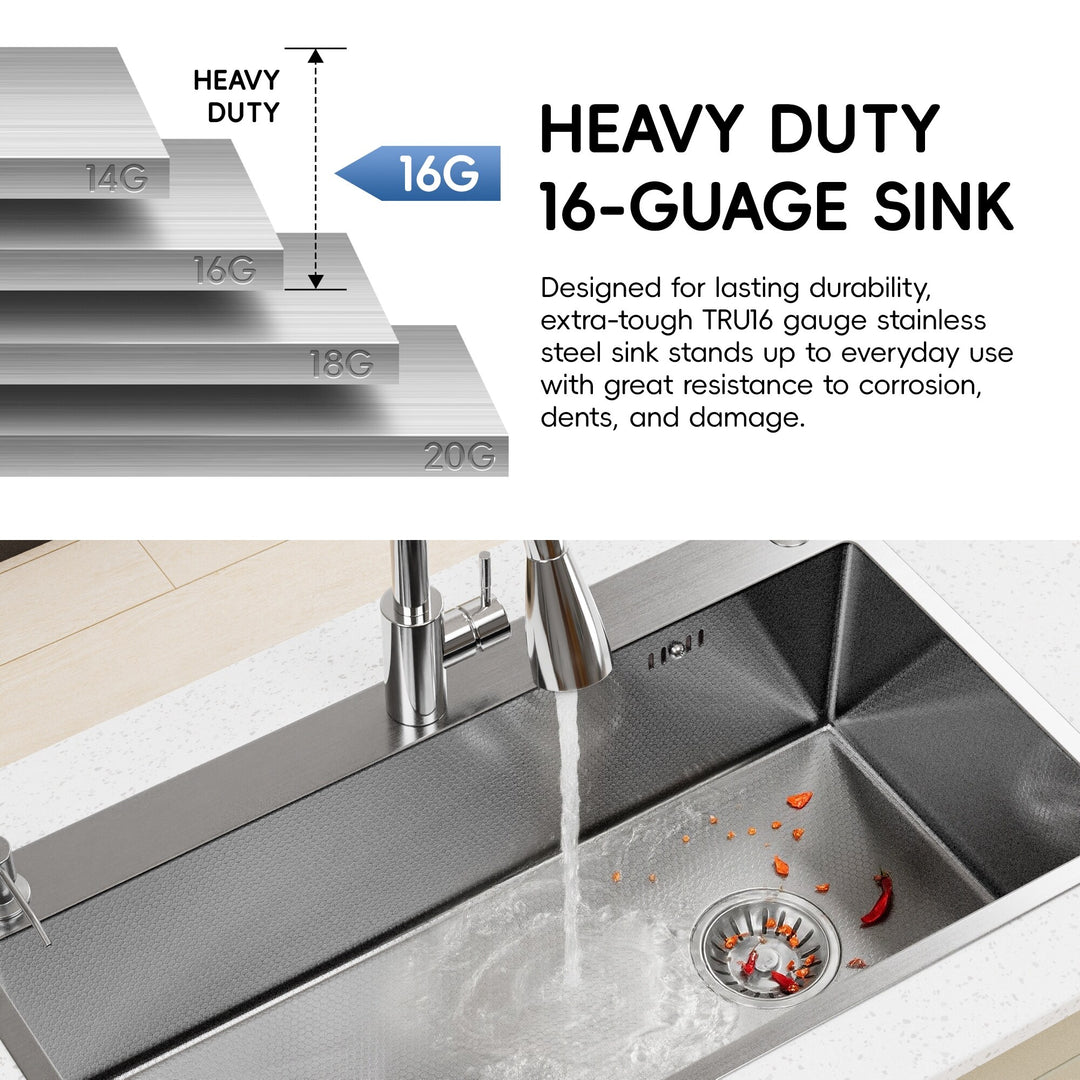 Drop-In/Undermount Single Bowl Stainless Steel Kitchen Sink
