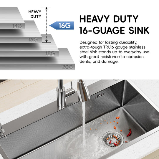 Drop-In/Undermount Single Bowl Stainless Steel Kitchen Sink