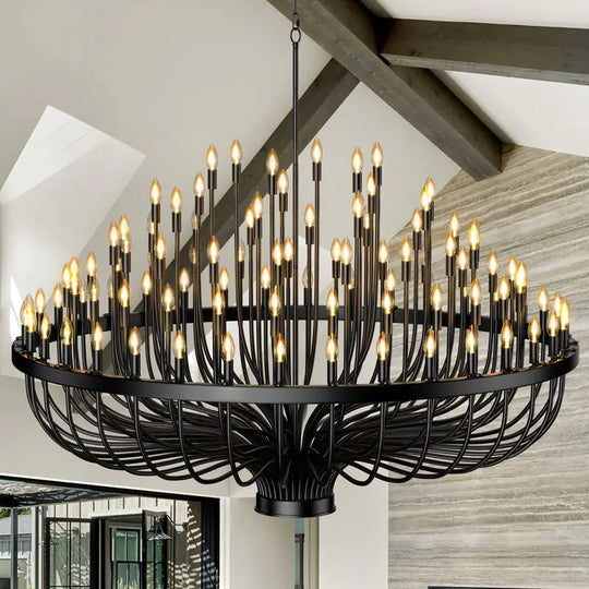 Modern Farmhouse Candle Chandelier Black Large Wagon Wheel Chandeliers