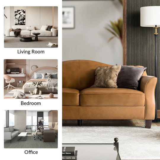 Sandra 81.5" Classic Genuine Leather Sofa with Solid Wood Legs by