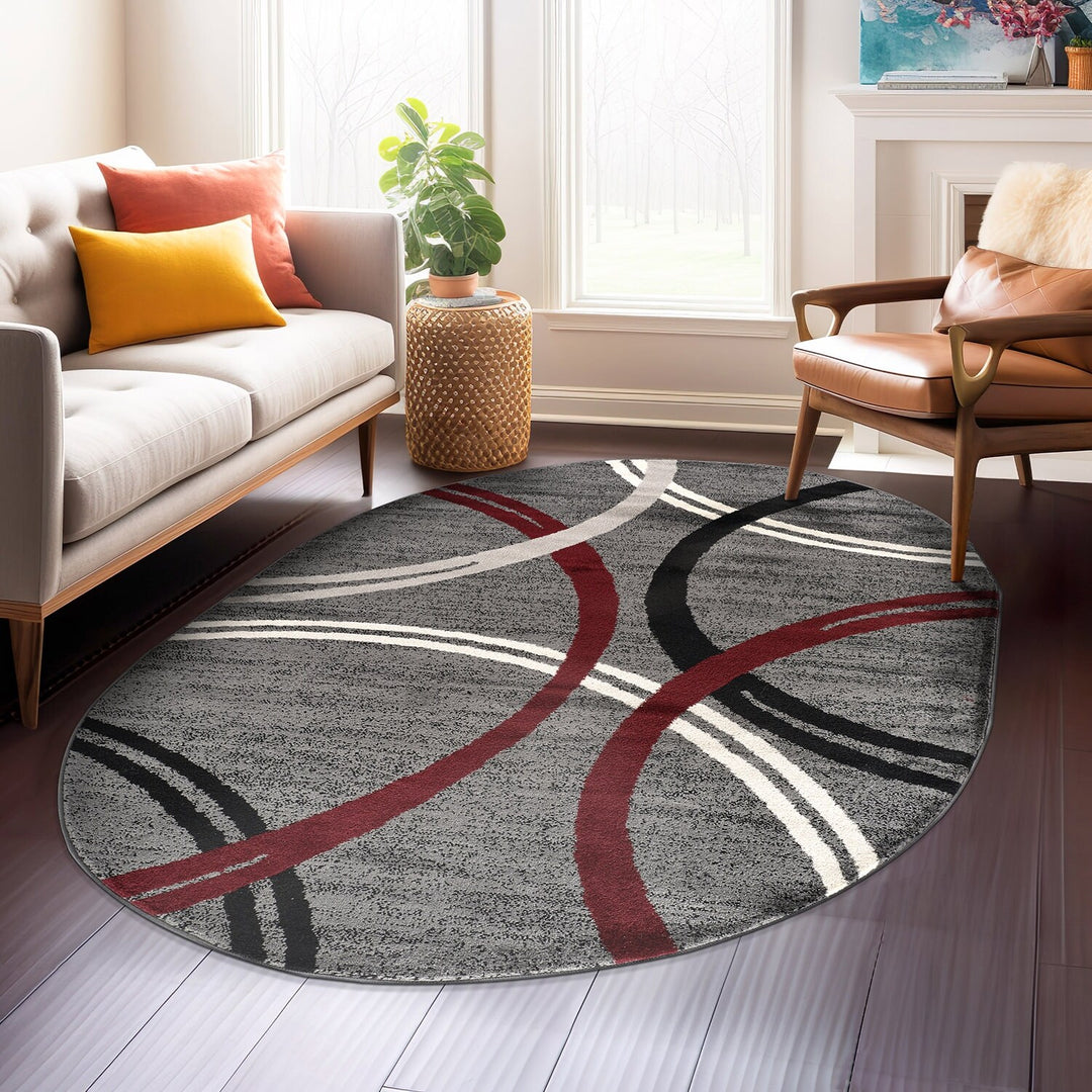 Contemporary Abstract Circles Design Area Rug