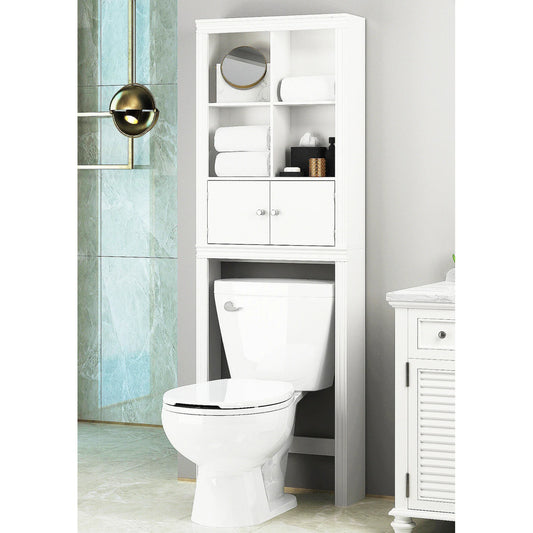 Spirich Home Bathroom Shelf over the Toilet with 4 Cubbies, Bathroom Cabinet Organizer over Toilet, Space Saver Cabinet Storage