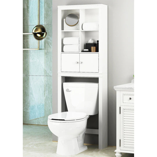 Spirich Home Bathroom Shelf over the Toilet with 4 Cubbies, Bathroom Cabinet Organizer over Toilet, Space Saver Cabinet Storage
