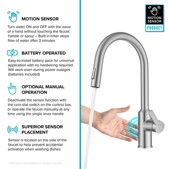 2-Function 1-Handle 1-Hole Pulldown Sprayer Brass Kitchen Faucet