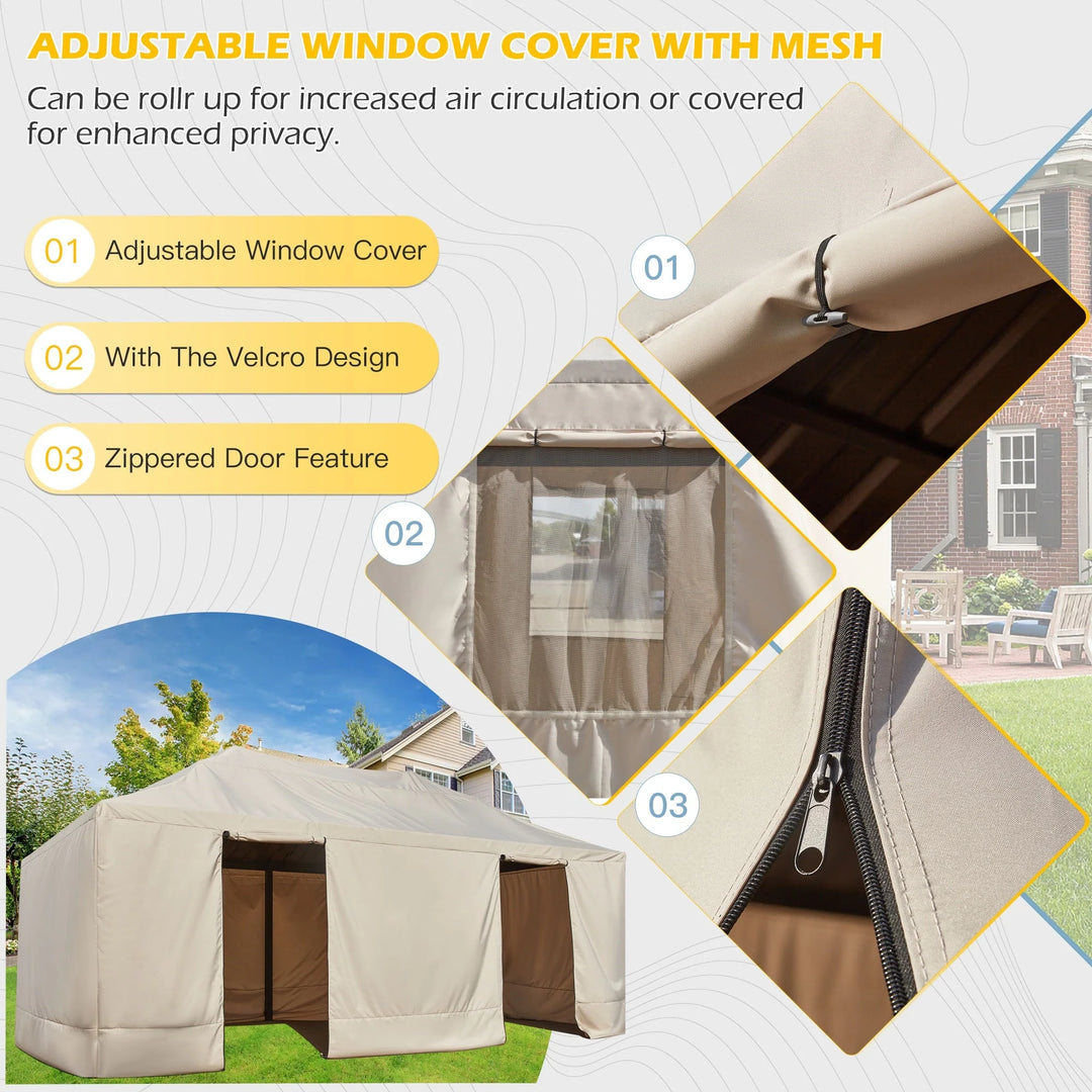 Hardtop Wood Gazebo with Double Roof – Free Dust Cover with 12X16 or 12X20 Model – Waterproof Outdoor Gazebo