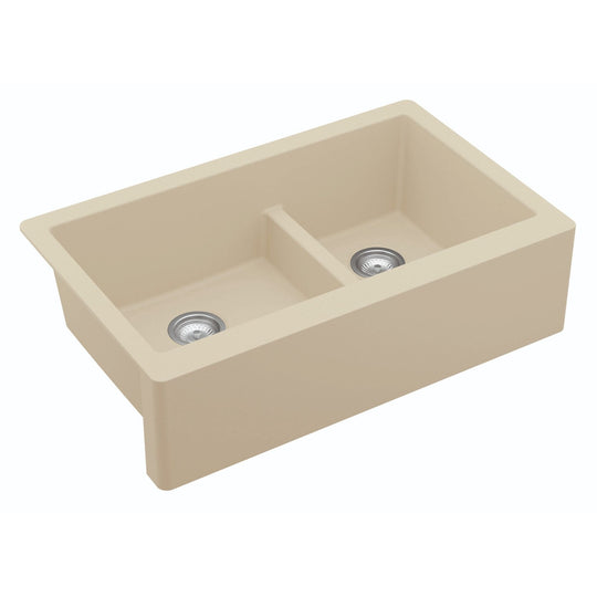 Farmhouse/Apron-Front Quartz Double Bowl Kitchen Sink