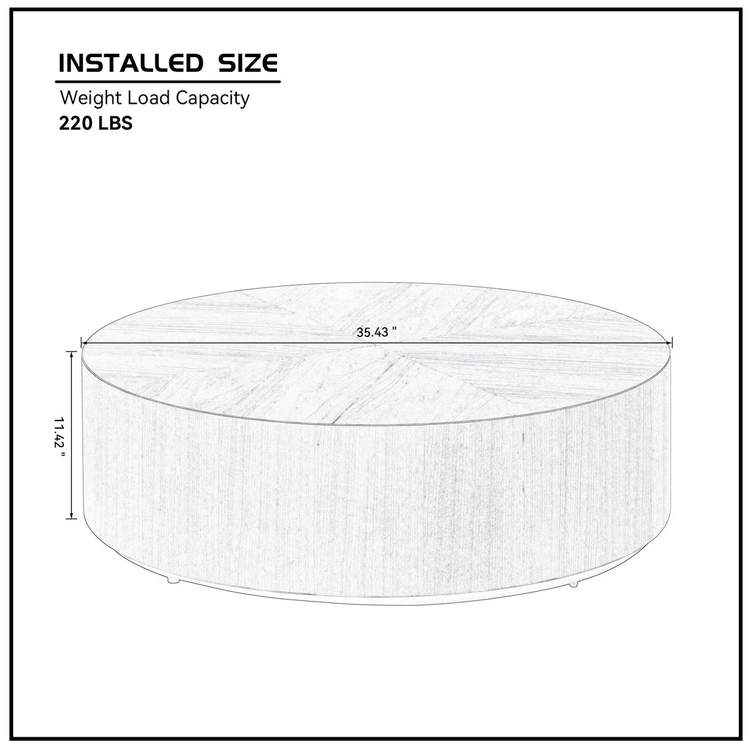 - Modern Drum Coffee Table with Pedestal Base (No Assembly) - 35.43"